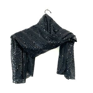 Black sequin shawl, wrap, great for evening